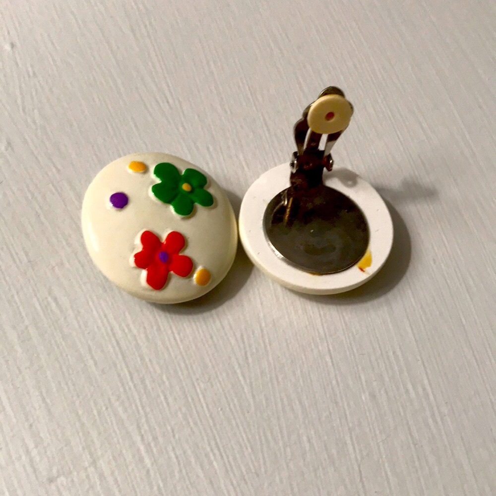 Mirage colorful clip on earrings with flowers good for non pierced ears and more